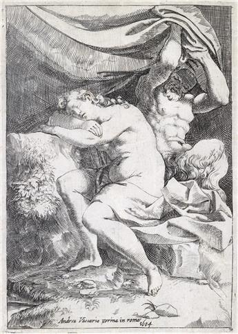 FRANCESCO BRIZIO (after Agostino Carracci)  A Satyr Spying on a Sleeping Nymph